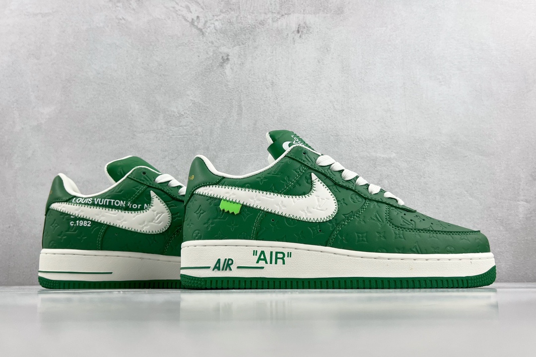 Louis Vuitton x Nike Air Force 1 Low Green White LV joint name