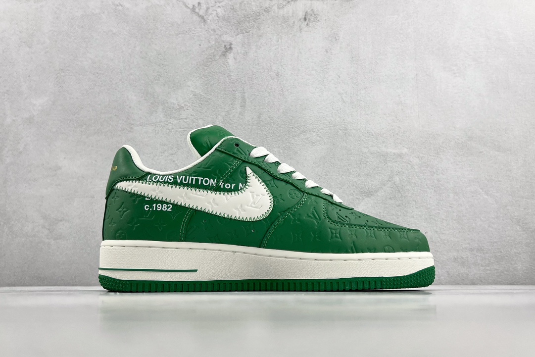 Louis Vuitton x Nike Air Force 1 Low Green White LV joint name