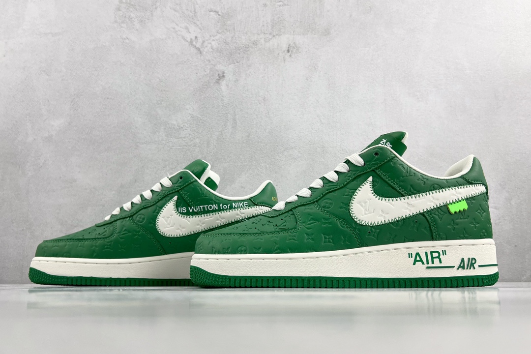 Louis Vuitton x Nike Air Force 1 Low Green White LV joint name