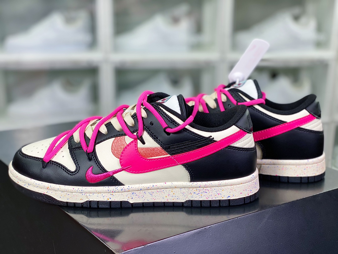 SB Dunk Low ”Black/Beige/Pink” dunk series low-top casual sneakers ”black, beige, white, pink, rope and three hooks” FD4623-131