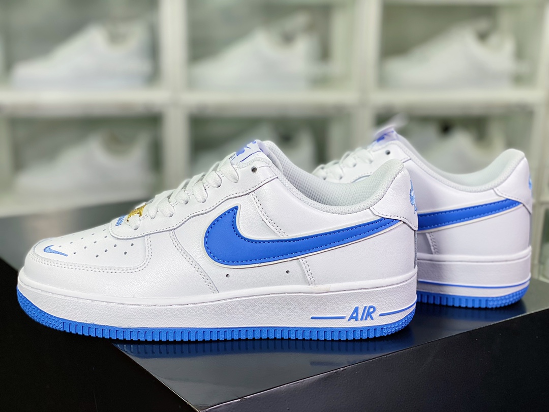 Air Force 1 '07 LOW QS ”White/University Blue Mini Swoosh” Air Force No. 1 sneakers ”Leather White University Blue Embroidered Hook” CV5696-965