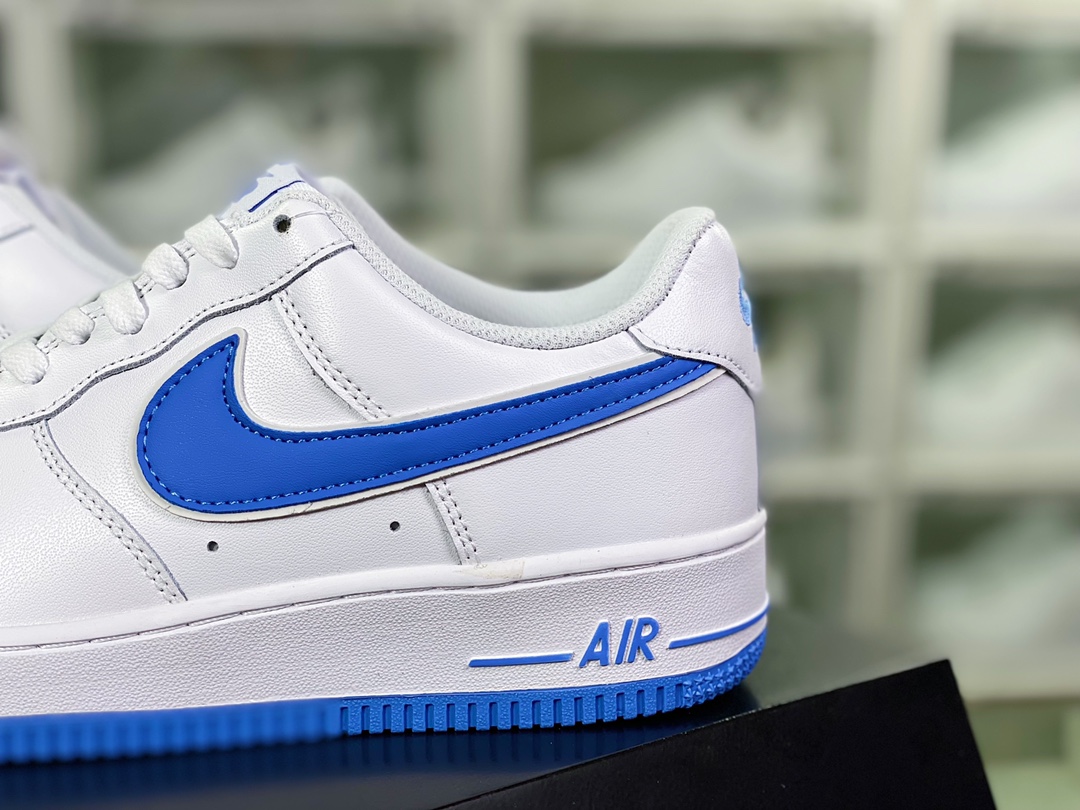 Air Force 1 '07 LOW QS ”White/University Blue Mini Swoosh” Air Force No. 1 sneakers ”Leather White University Blue Embroidered Hook” CV5696-965