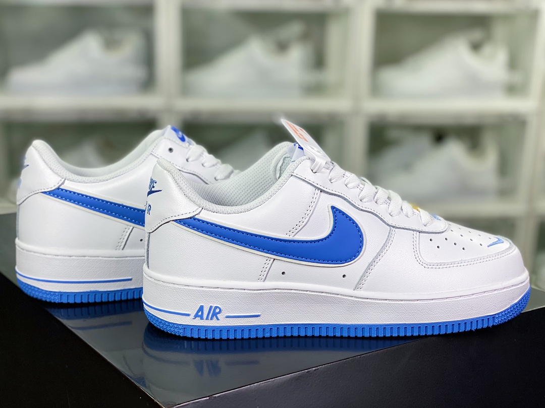 Air Force 1 '07 LOW QS ”White/University Blue Mini Swoosh” Air Force No. 1 sneakers ”Leather White University Blue Embroidered Hook” CV5696-965