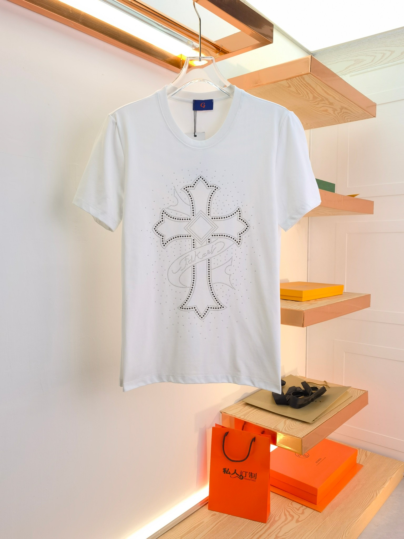 Chrome Hearts 7 sterren
 Kleding T-Shirt Afdrukken Katoen Lente/Zomercollectie Fashion Korte mouw