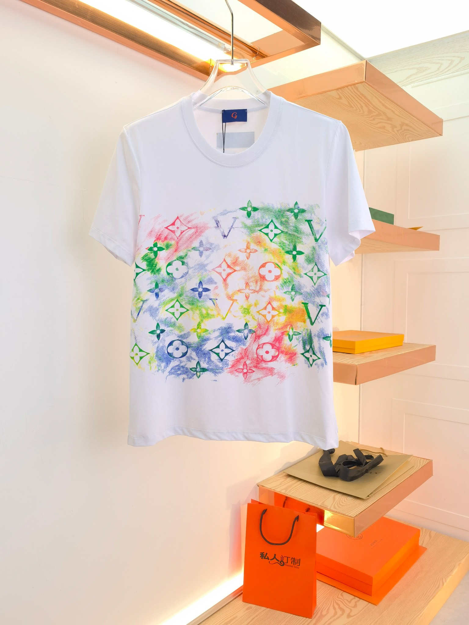 Louis Vuitton Kleding T-Shirt Afdrukken Katoen Lente/Zomercollectie Fashion Korte mouw