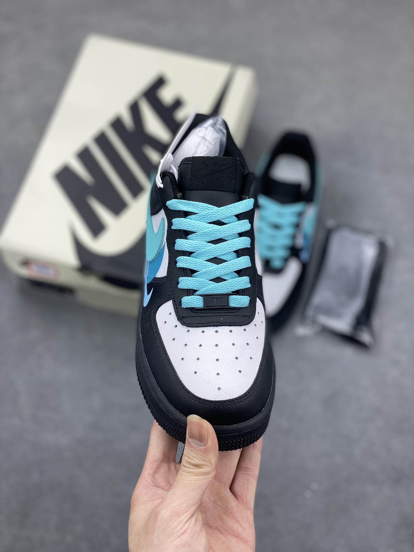 Nike Air Force 1 Low Black White Light Blue Casual Shoes FJ7740-141 3 i1681928395 3565 1