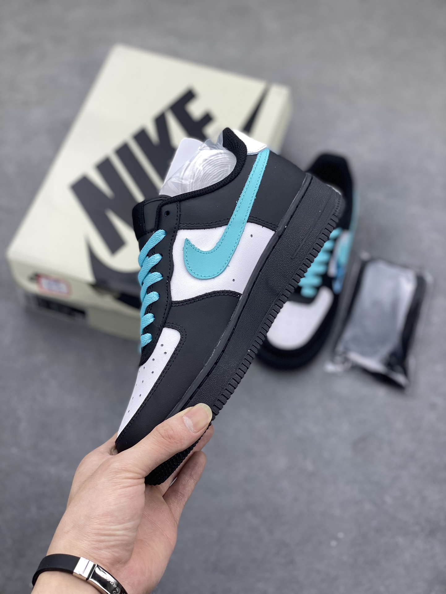 Nike Air Force 1 Low Black White Light Blue Casual Shoes FJ7740-141 4 i1681928395 5448 2