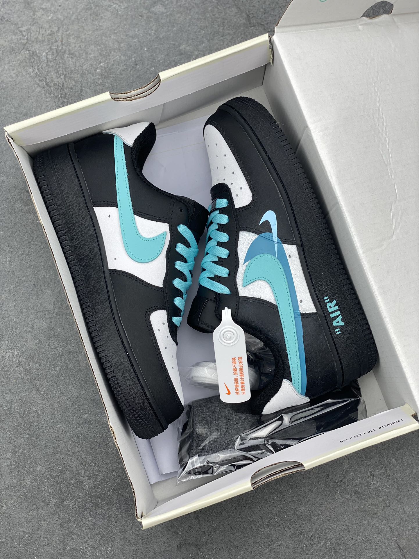 Nike Air Force 1 Low Black White Light Blue Casual Shoes FJ7740-141 10 i1681928395 7649 8