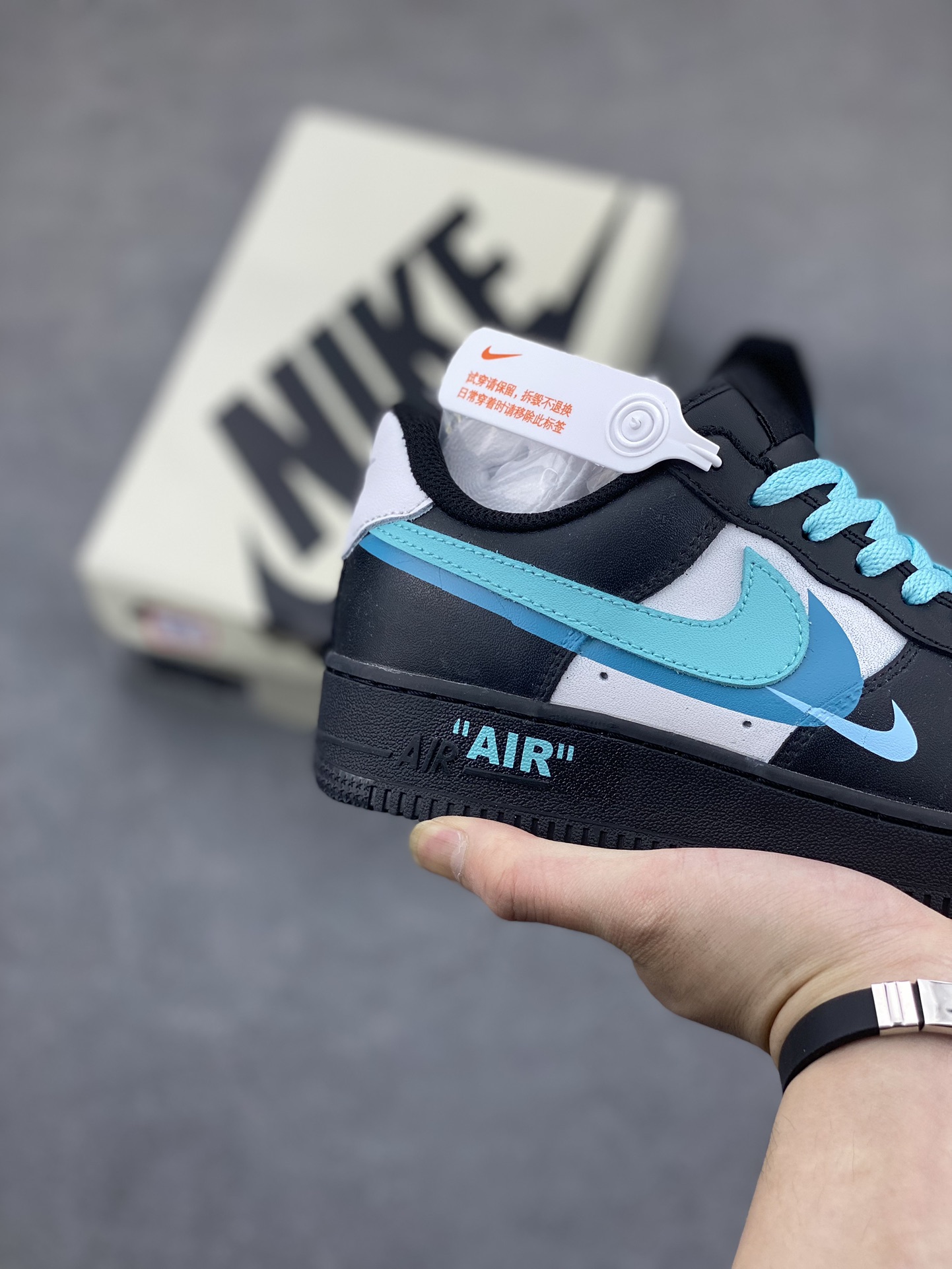 Nike Air Force 1 Low Black White Light Blue Casual Shoes FJ7740-141 6 i1681928395 7873 4