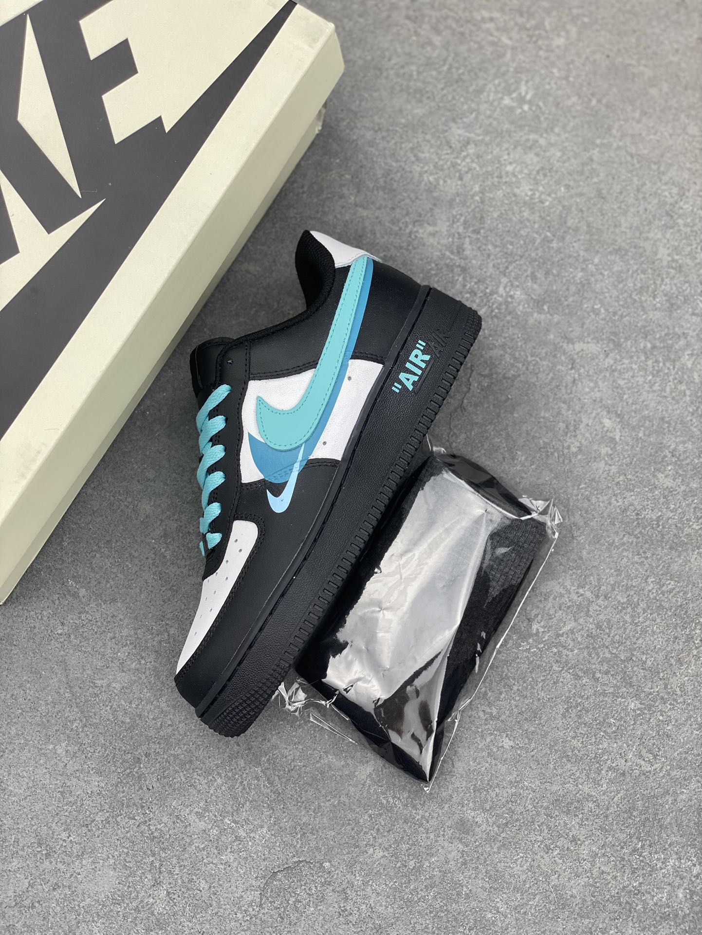 Nike Air Force 1 Low Black White Light Blue Casual Shoes FJ7740-141 8 i1681928395 9274 6