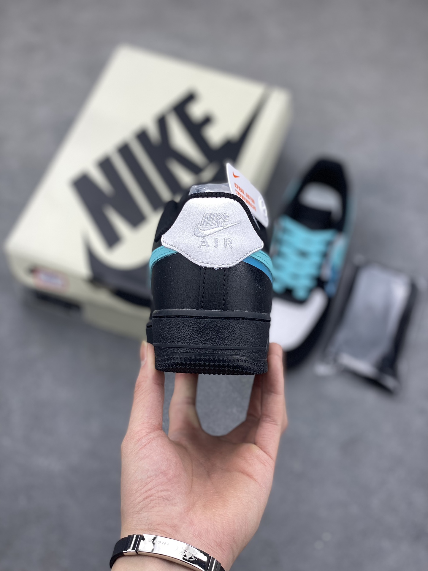Nike Air Force 1 Low Black White Light Blue Casual Shoes FJ7740-141 5 i1681928395 9907 3