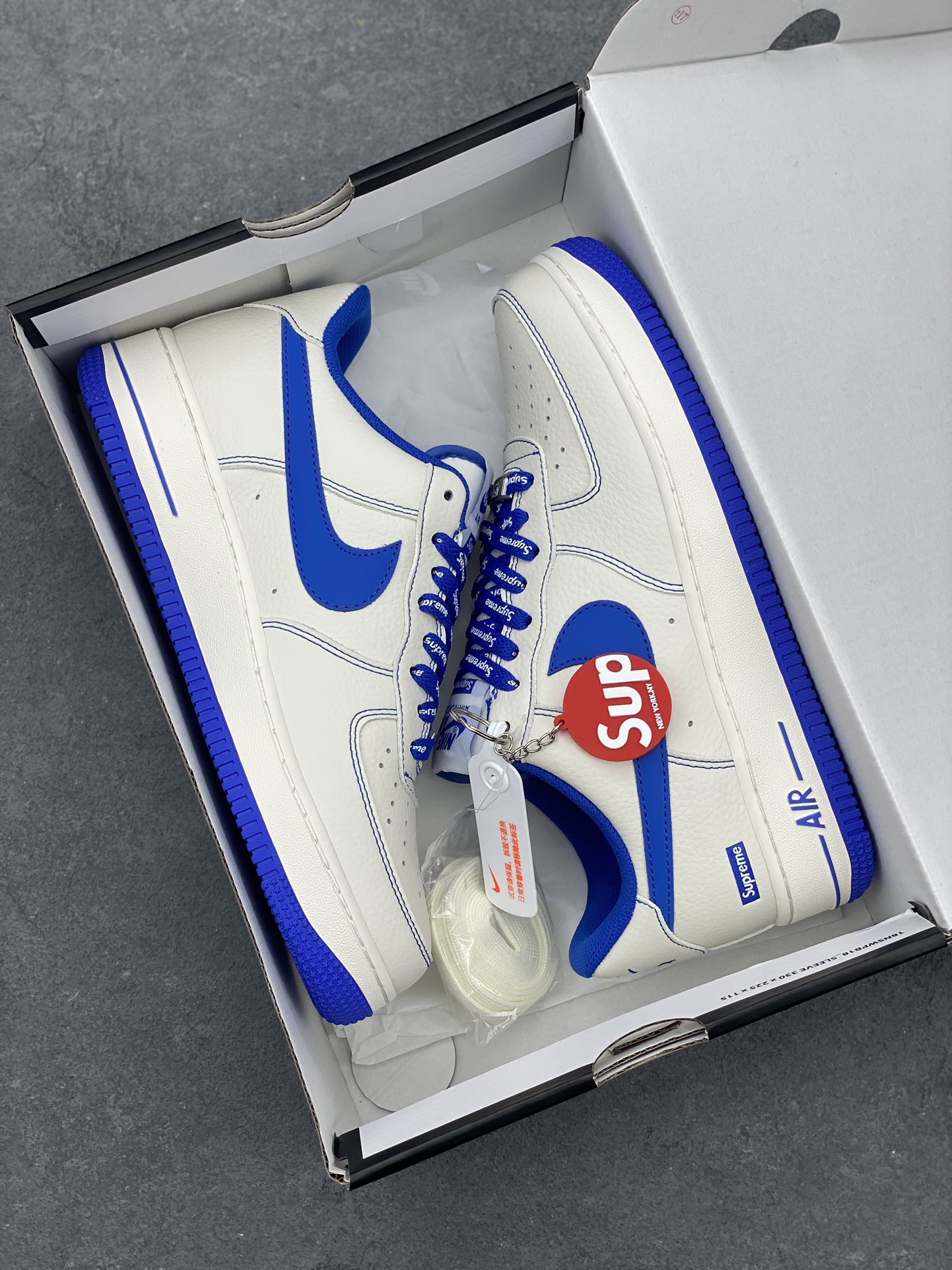 Nike Air Force 1 '07 Low Supreme Collab White/Blue Casual Sneakers 10 i1681928633 4103 8