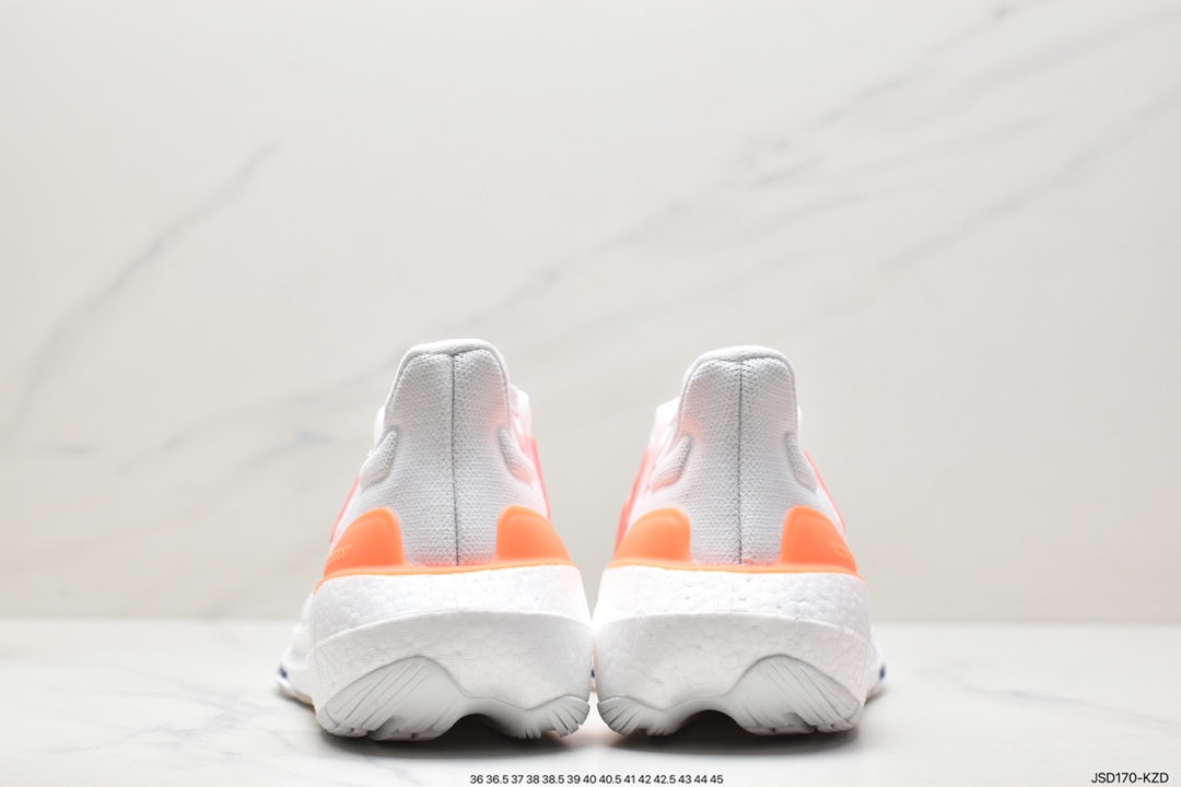 Adidas Pure Boost 23 Light Bounce Series Low-top Sock-style Knitted Breathable Cushioning Casual Sports Jogging Shoes ”White, Blue and Orange” HS6344