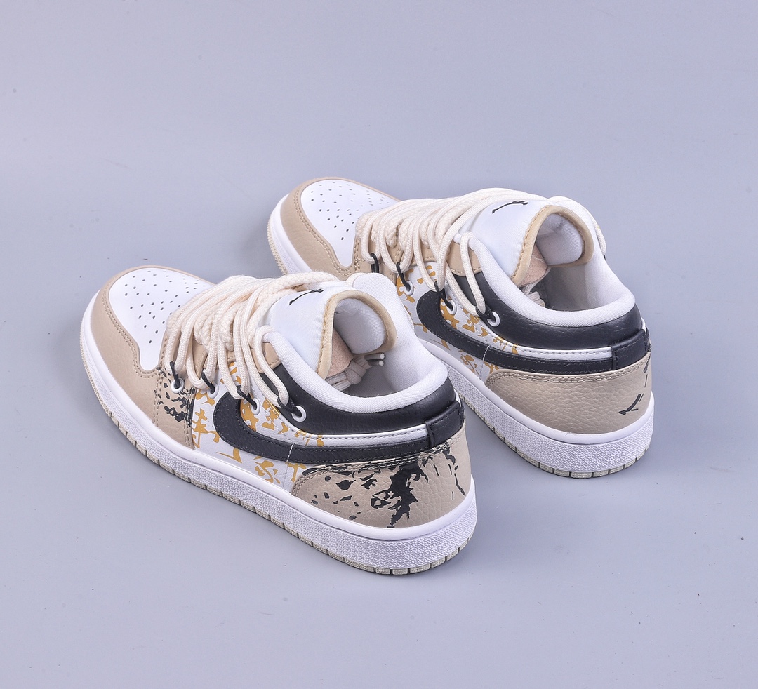 Air Jordan 1 Low Rabbit Year Limited Beige and Brown Straps AJ1 Low-top Casual Sneakers FB7168-121