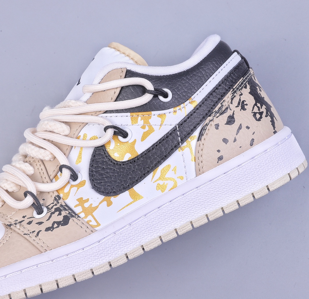 Air Jordan 1 Low Rabbit Year Limited Beige and Brown Straps AJ1 Low-top Casual Sneakers FB7168-121