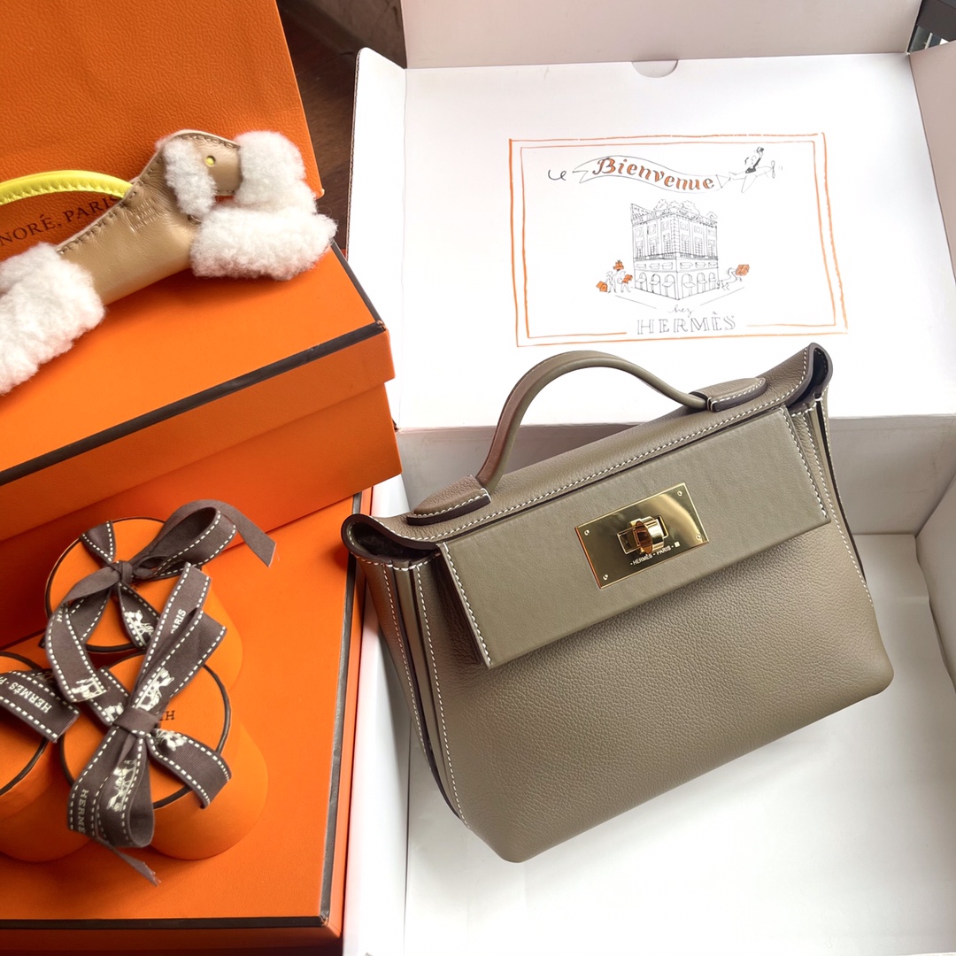 Hermès Elephant gray, 3,000+ on the market, we sell the best quality at a good price, hermes2424 mini series, hand-sewn, evercolor cowhide and sw