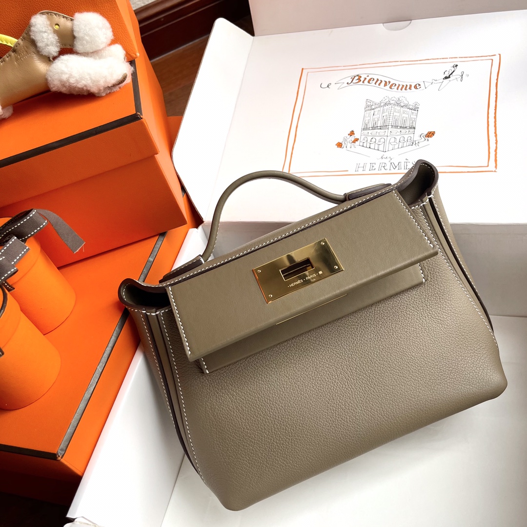 Hermès Elephant gray, 3,000+ on the market, we sell the best quality at a good price, hermes2424 mini series, hand-sewn, evercolor cowhide and sw