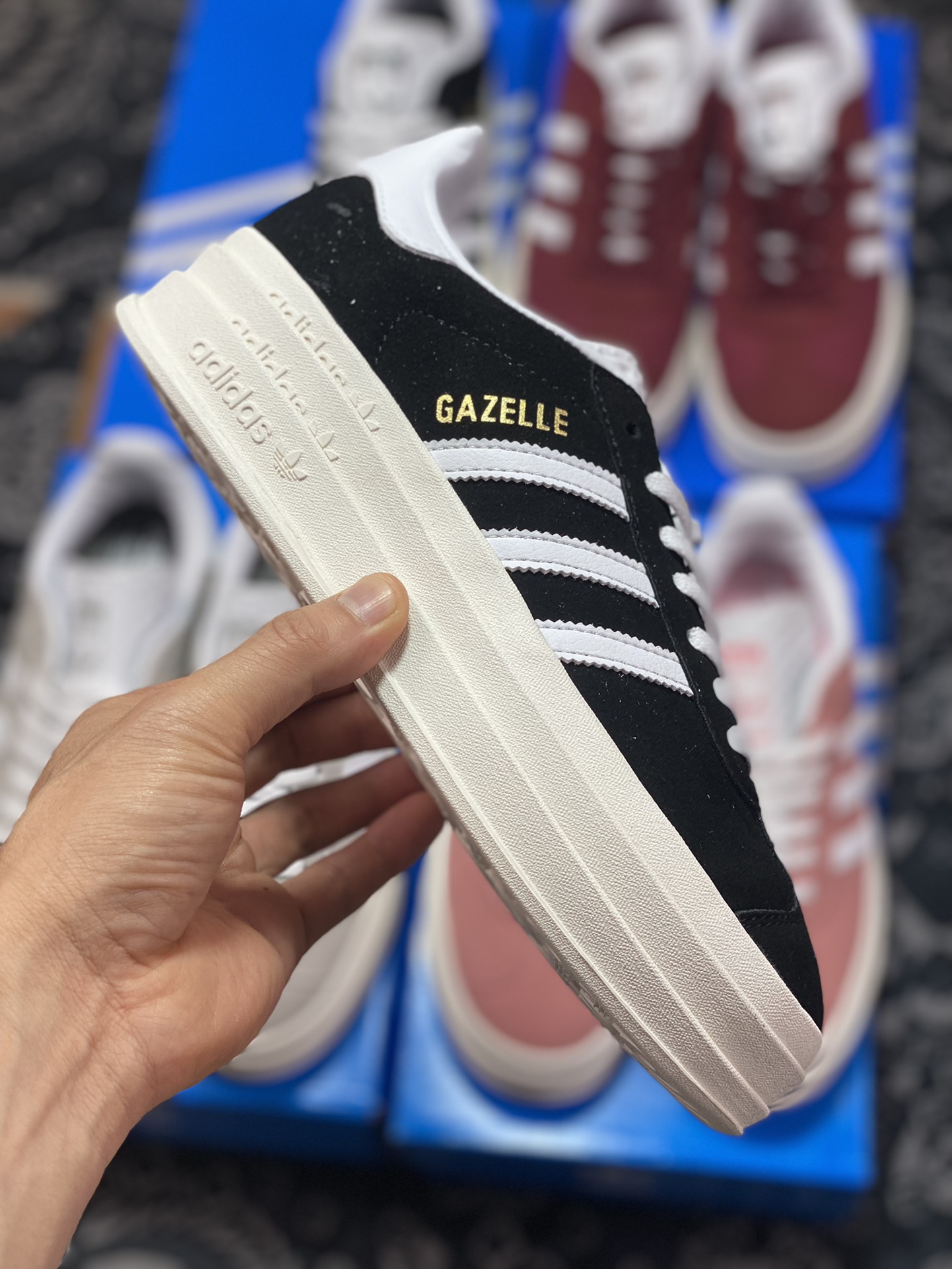 Adidas Originals Gazelle Bold W Antelope Platform Series Retro Sneakers ”Black and White” HQ6912