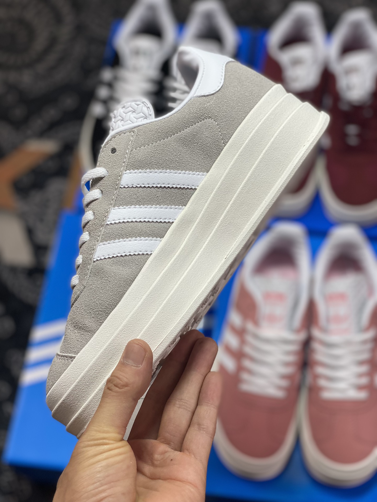 Adidas Originals Gazelle Bold W Antelope Platform Series Sneakers ”Light Gray and White” HQ6893