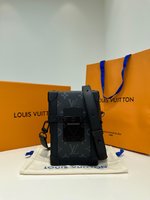 Louis Vuitton Crossbody & Shoulder Bags Mini Bags Black Unisex Men Monogram Eclipse Canvas Cowhide Frosted m82077