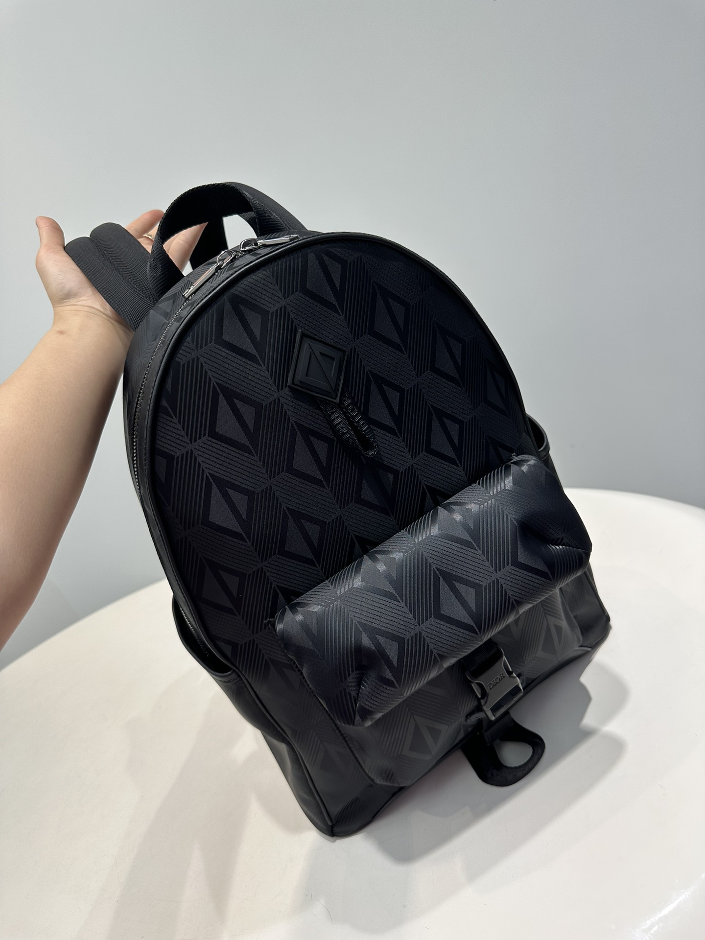 Dior Bags Backpack Black Bronzing Unisex Men Fabric Nylon Rubber Fall/Winter Collection Diamond Casual