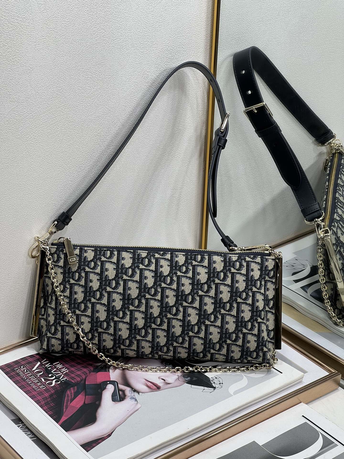 Éxito de ventas 💕 reposición 2308-1 Di❤️r Club bolso de cadena ⛓️ 27x12x5cm