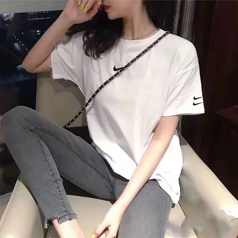 Nike Clothing T-Shirt Black Grey White Printing Unisex Cotton Short Sleeve
