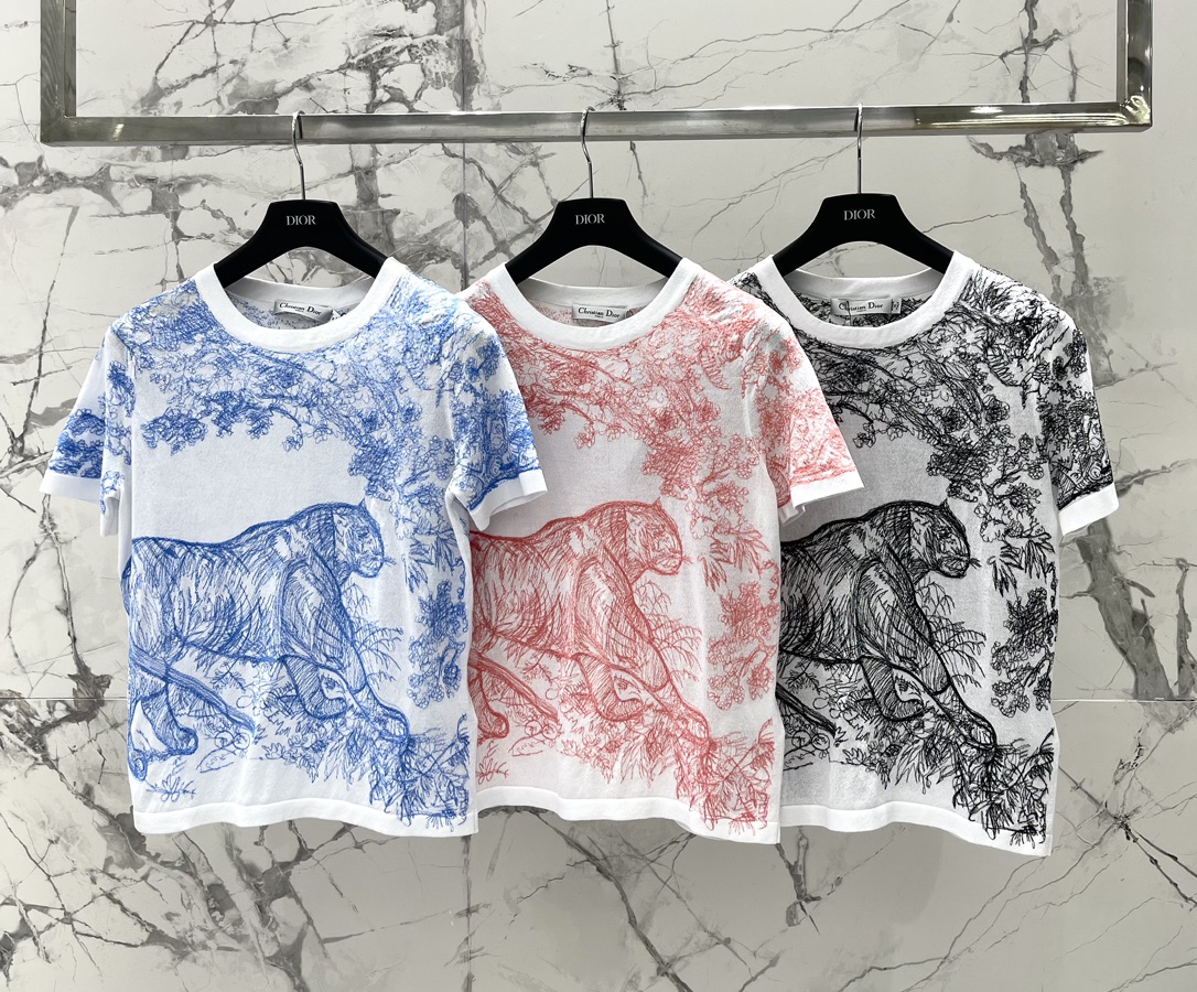 Dior Clothing T-Shirt Printing Knitting Spring/Summer Collection