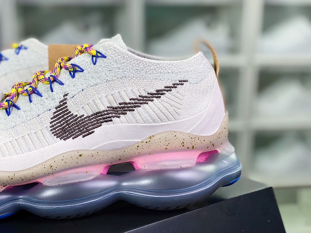300 Nike Air Max Scorpion Flyknit”Hiking”天蝎座系列2022款慢跑鞋“针织浅灰黄粉蓝”FJ7070-001