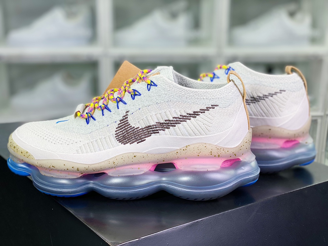 300 Nike Air Max Scorpion Flyknit”Hiking”天蝎座系列2022款慢跑鞋“针织浅灰黄粉蓝”FJ7070-001