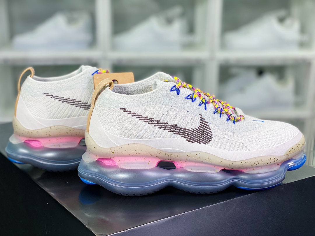300 Nike Air Max Scorpion Flyknit”Hiking”天蝎座系列2022款慢跑鞋“针织浅灰黄粉蓝”FJ7070-001