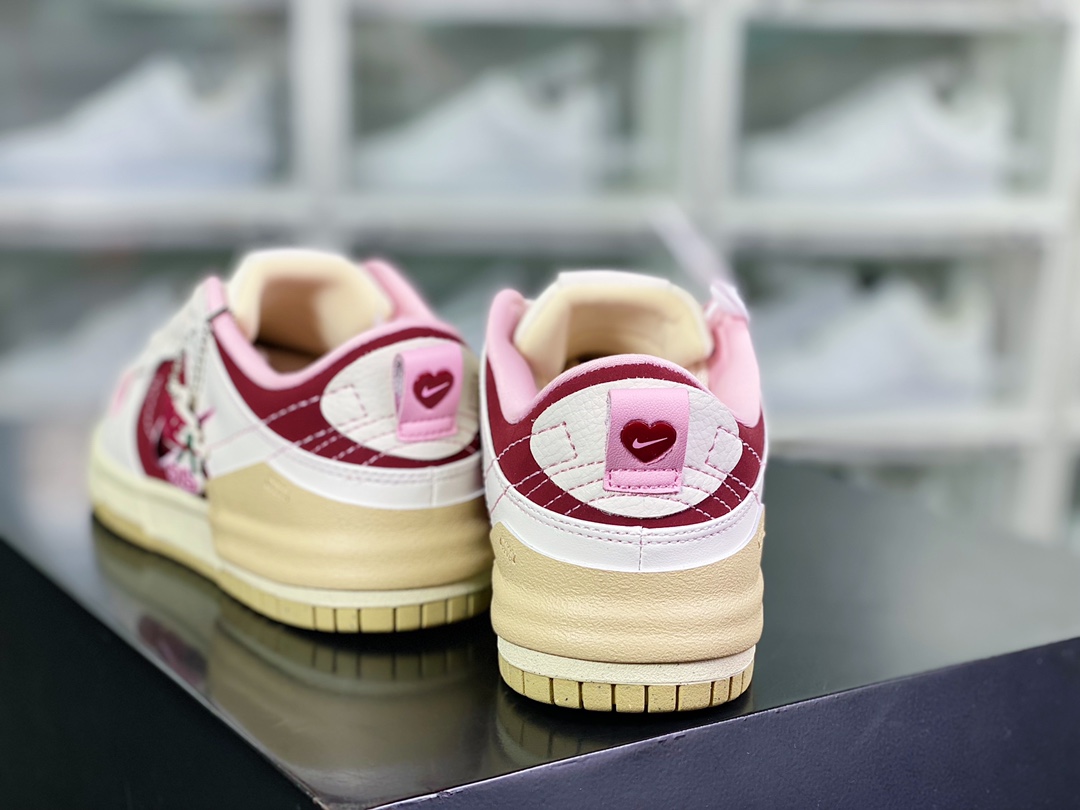 220 Dunk Low Disrupt 2”Valentine’s Day”轻量扣篮破板鞋“解构白粉酒红情人节双钩” FD4617-667