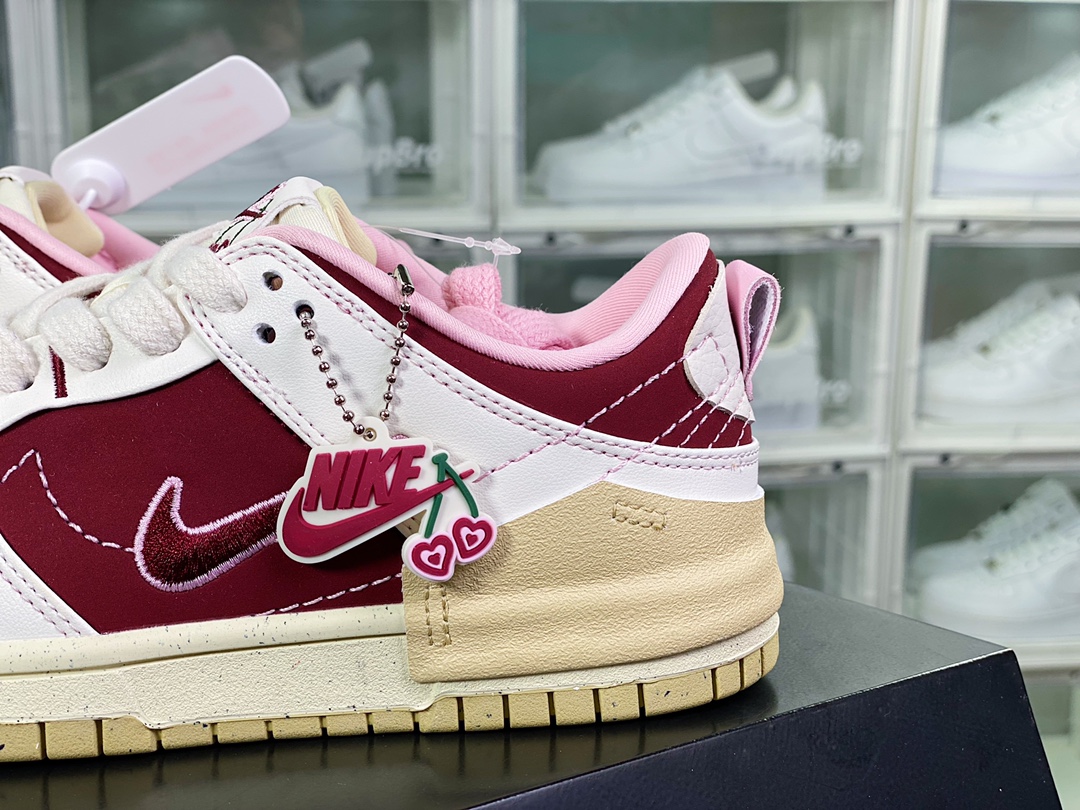 220 Dunk Low Disrupt 2”Valentine’s Day”轻量扣篮破板鞋“解构白粉酒红情人节双钩” FD4617-667