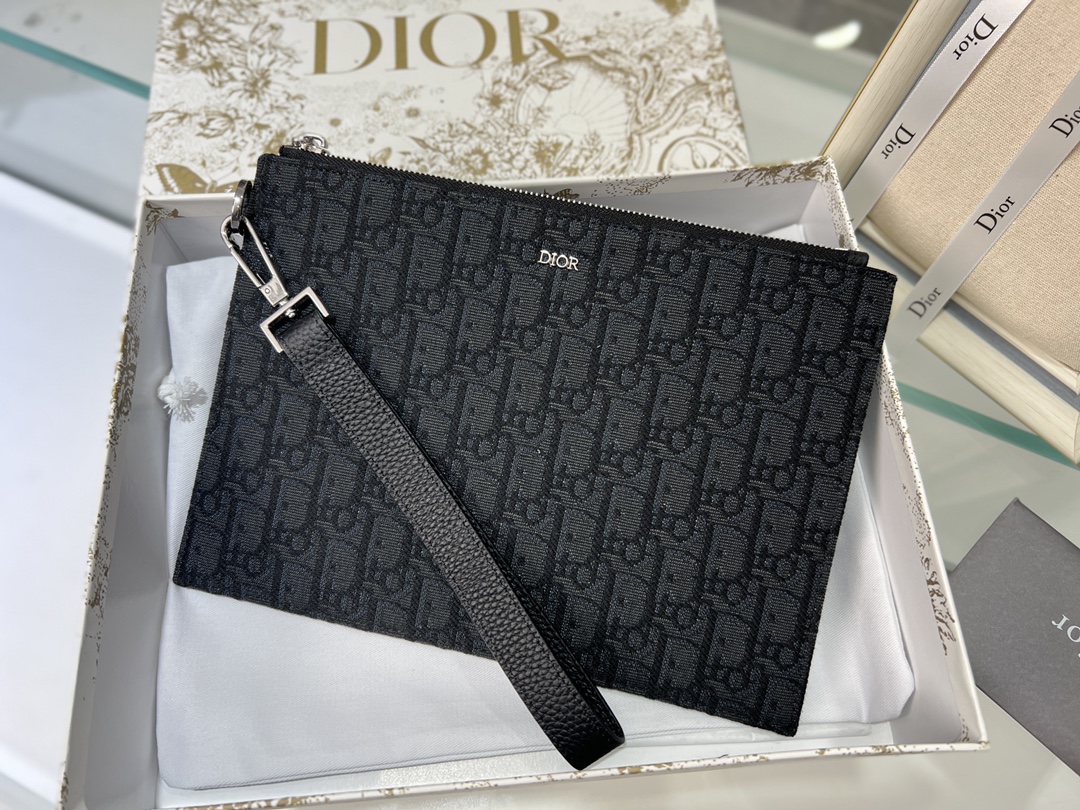 Dior мужская сумка-клатч с монограммой, черная