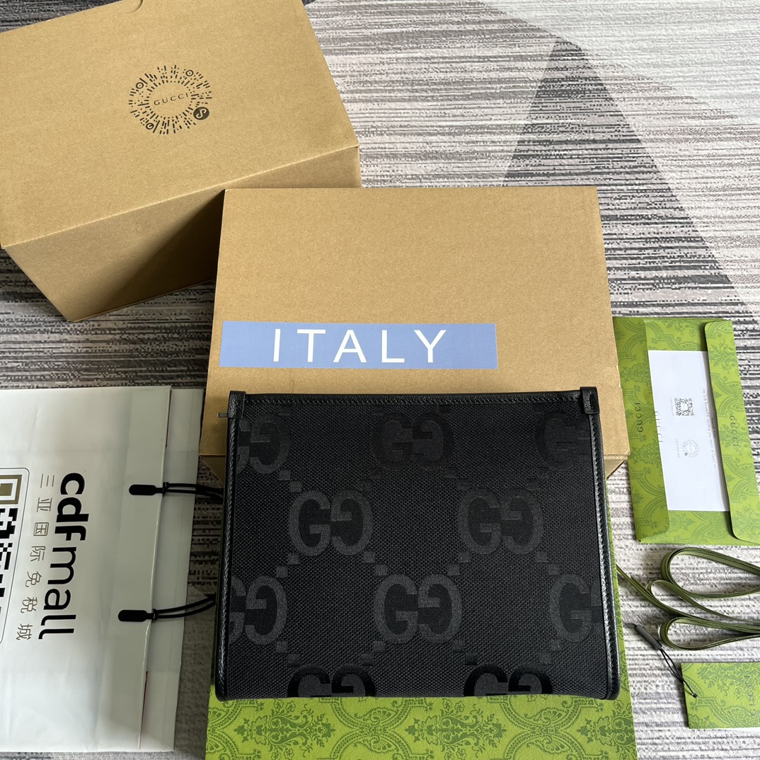 GUCCI 超级双G图案 手拿包 黑色