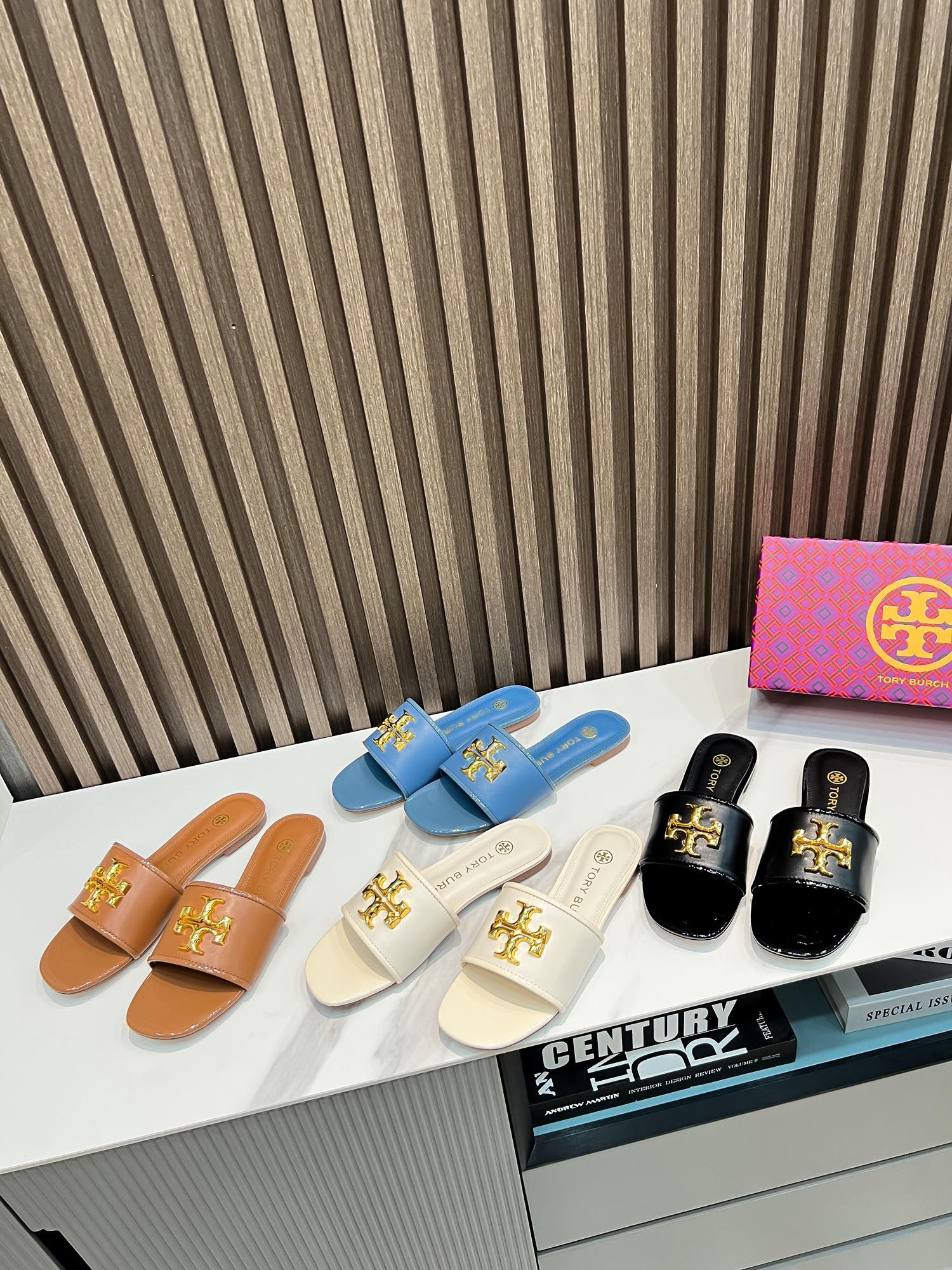 Tory Burch Flat-Floor Slippers: Premium Comfort in Cattle and Sheep Skin, Various Sizes - 图片 9
