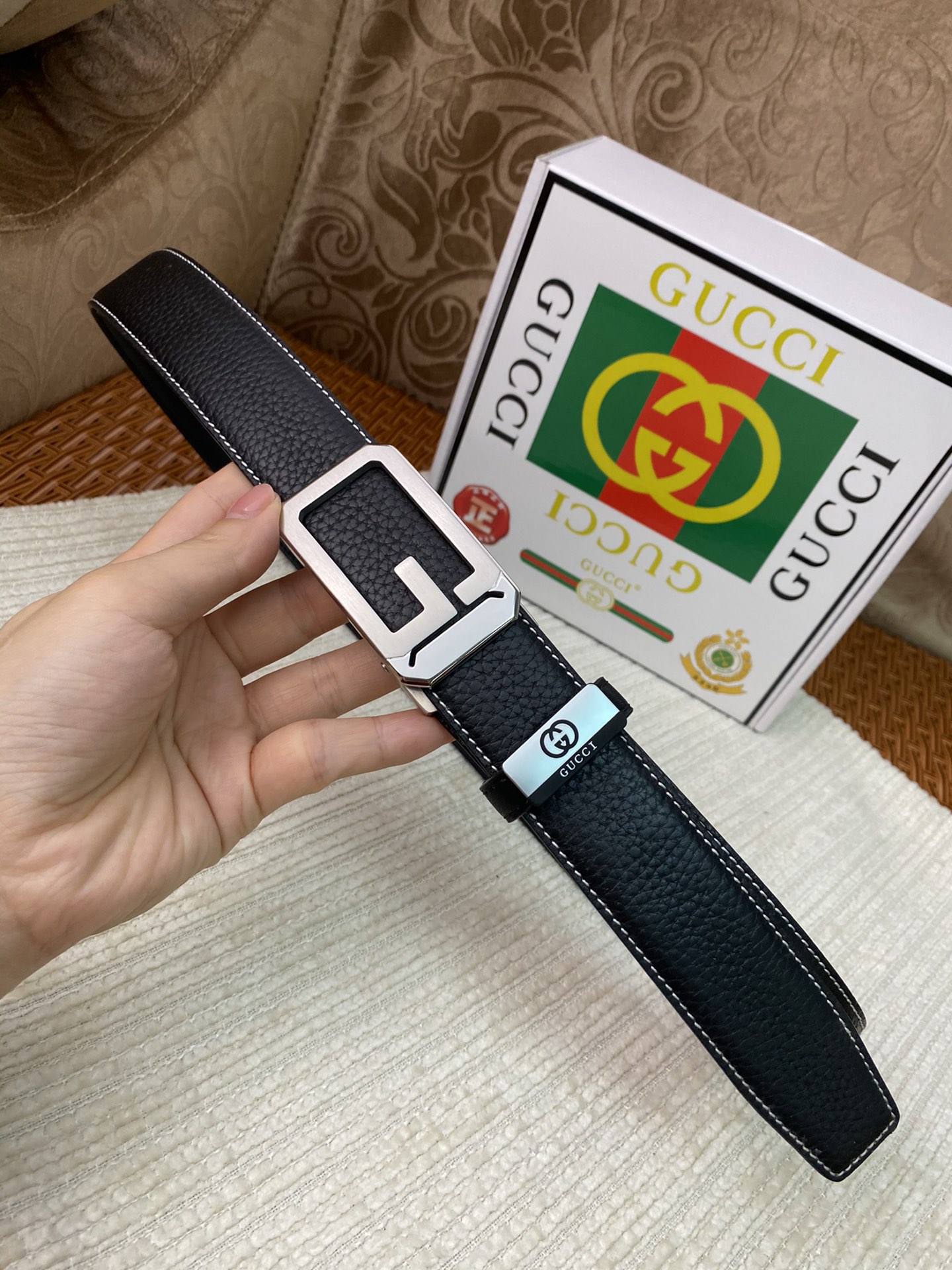 Gucci Belt, 100% Leather Belt with Golden Buckle, Designer Belt for Men 5 i1682004554 1124 3