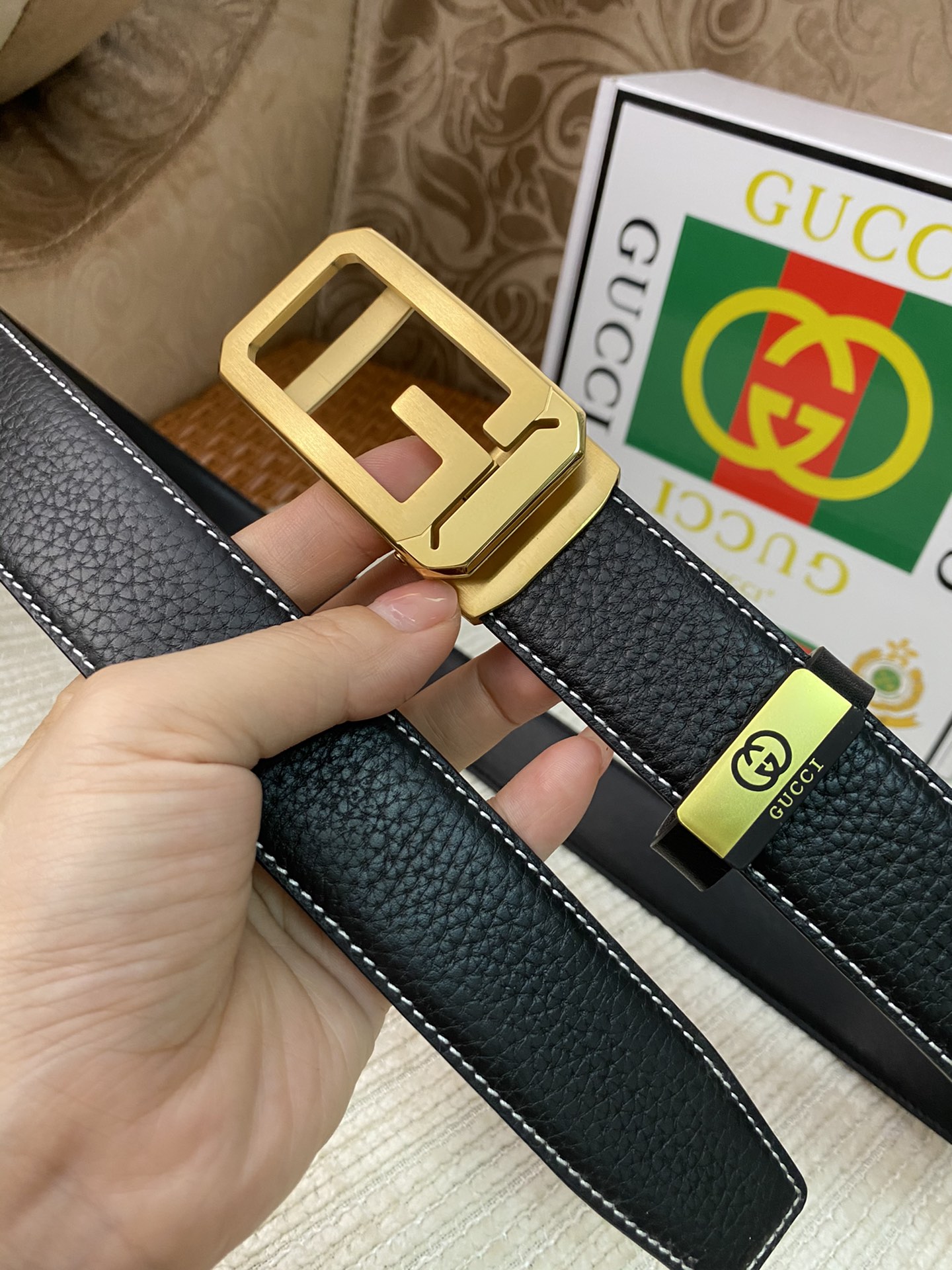 Gucci Belt, 100% Leather Belt with Golden Buckle, Designer Belt for Men 6 i1682004554 5672 4