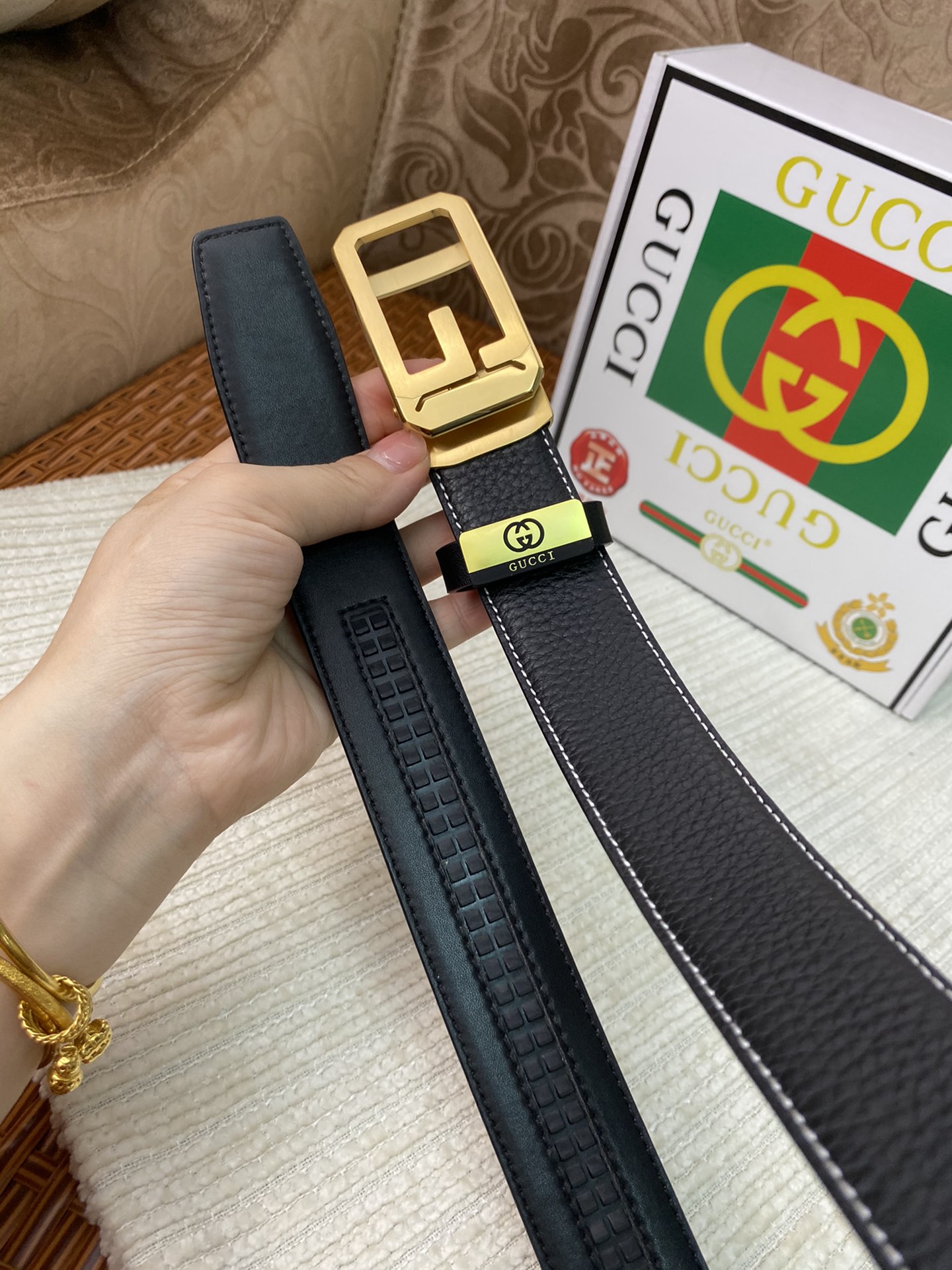 Gucci Belt, 100% Leather Belt with Golden Buckle, Designer Belt for Men 8 i1682004554 9706 6