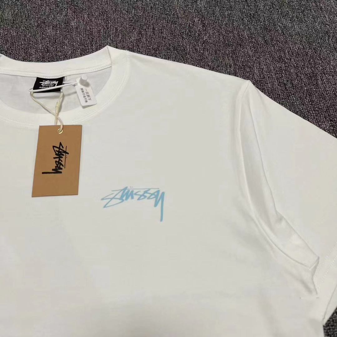 Stussy Couple T-shirts: American Fashion in Cotton, Black and White Options. Sizes S-XL. - 图片 9