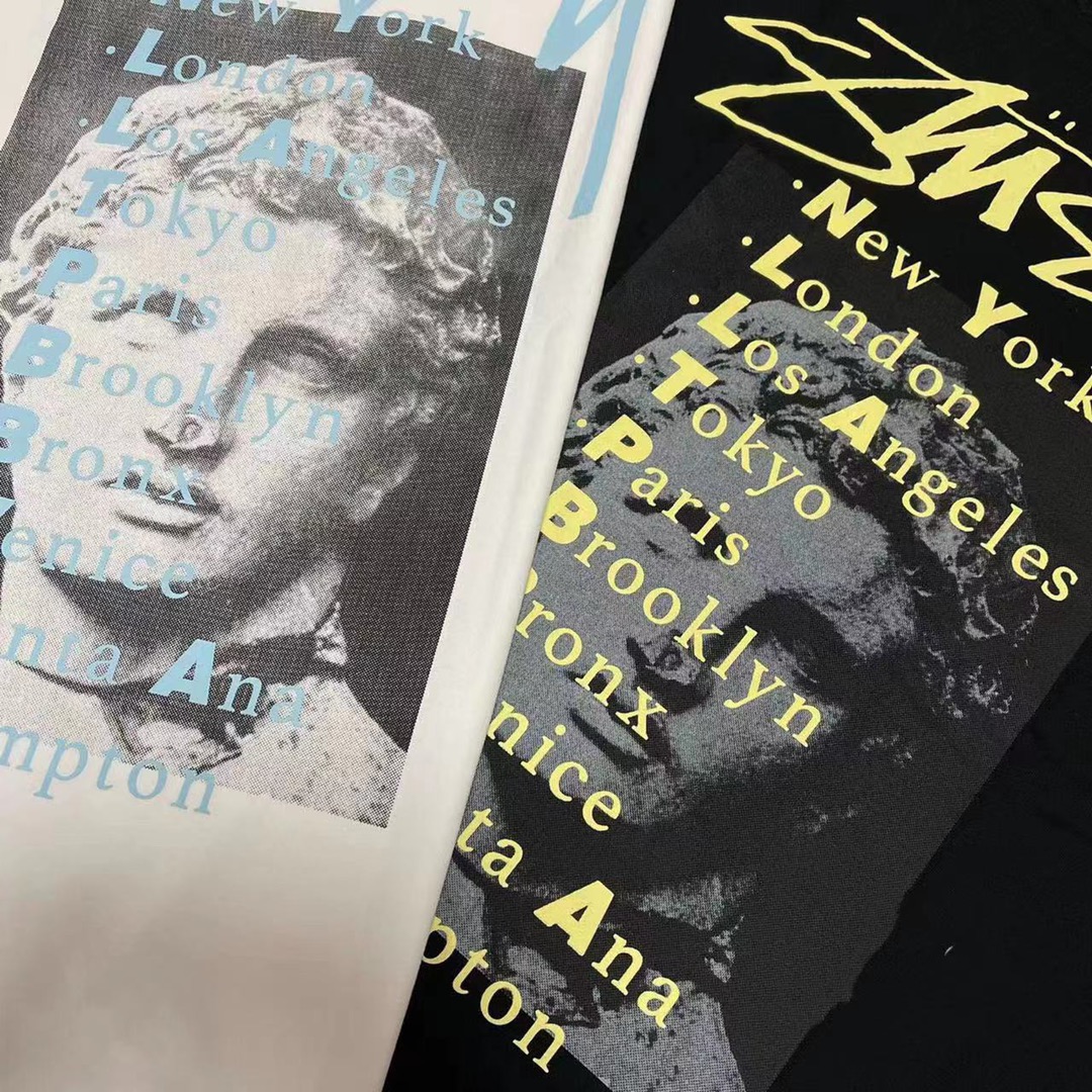 Stussy Couple T-shirts: American Fashion in Cotton, Black and White Options. Sizes S-XL. - 图片 6