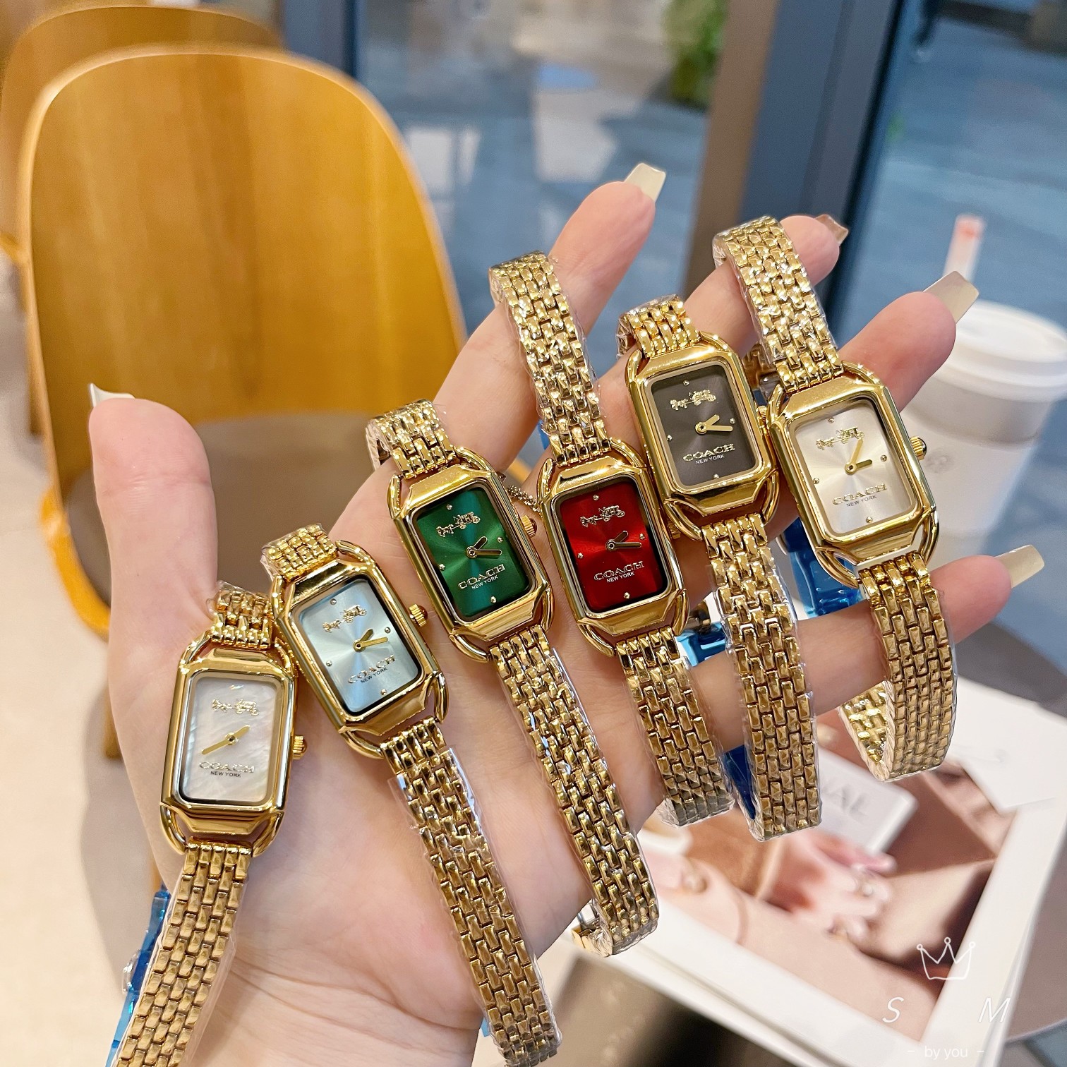 Coach Reloj Marrón Oro retro Piel de vaca Cuero Colección otoño – invierno Vintage Correas ternera