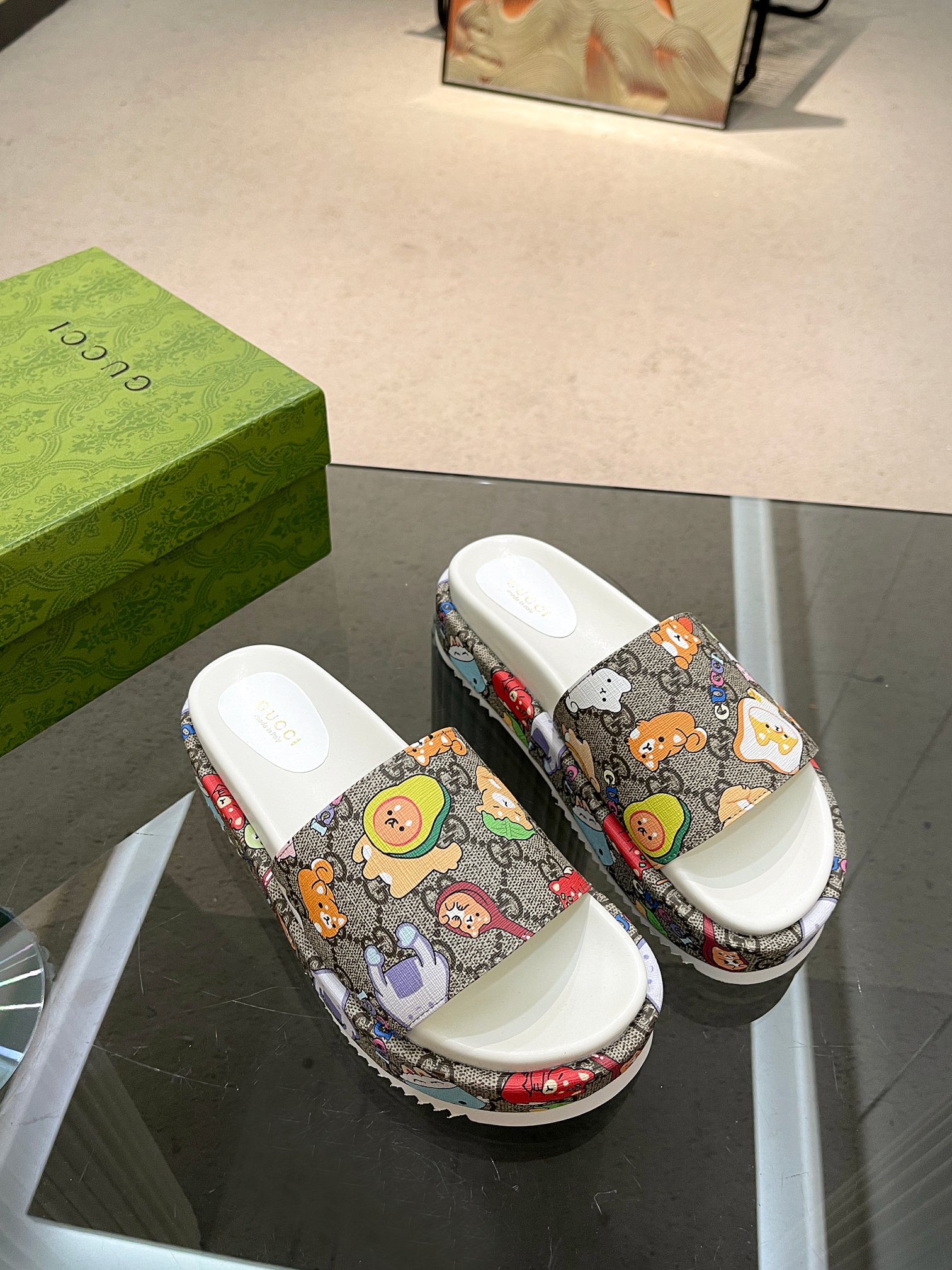 Gucci Limited Edition Platform Slides with Whimsical Print 1 Gucci Limited Edition Platform Slides with Whimsical Print