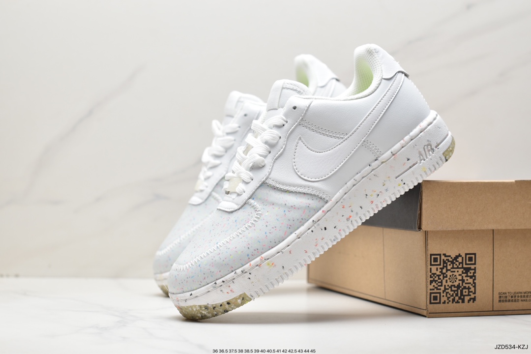 140 Nike Air Force 1 Crater"Barely Volt White"空军坑状系列低帮慢跑鞋“环保灰荧光绿蓝彩”CT1986-400