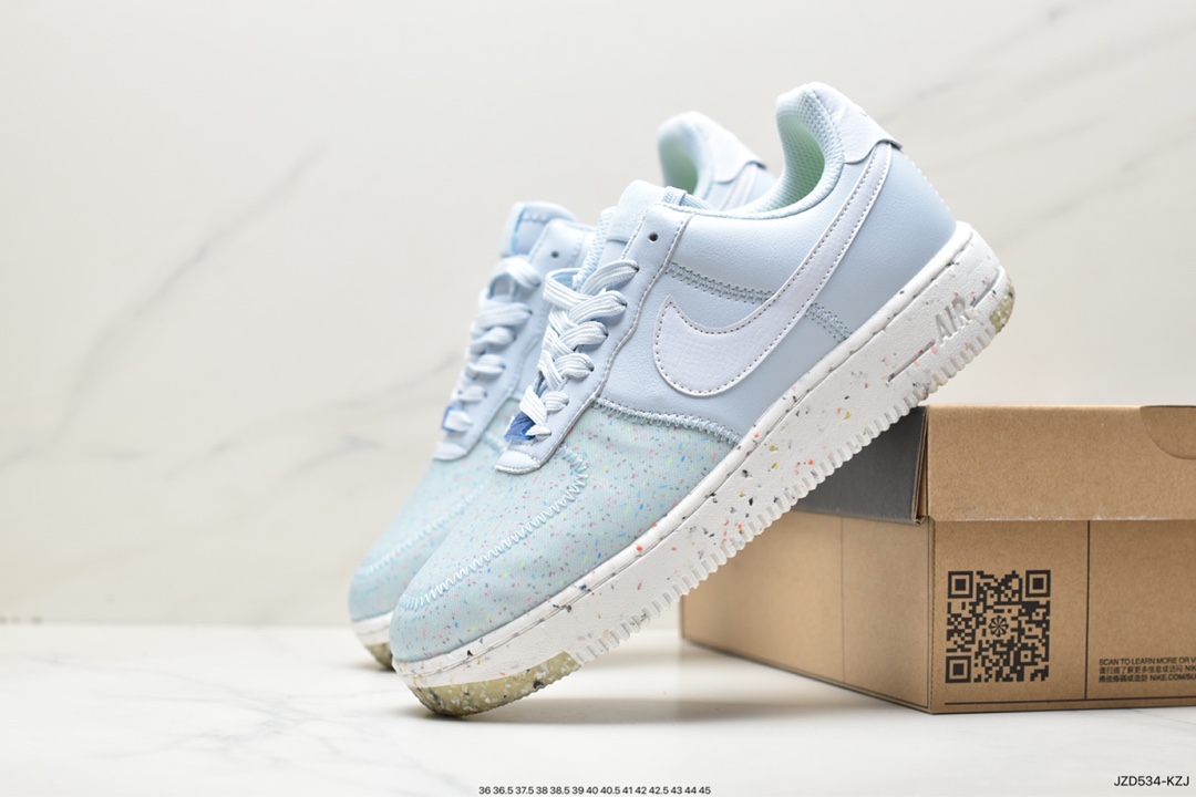 Nike Air Force 1 Crater ”Barely Volt White” Air Force Crater Series Low-top Running Shoes ”Environmentally Friendly Gray Fluorescent Green and Blue Color” CT1986-400