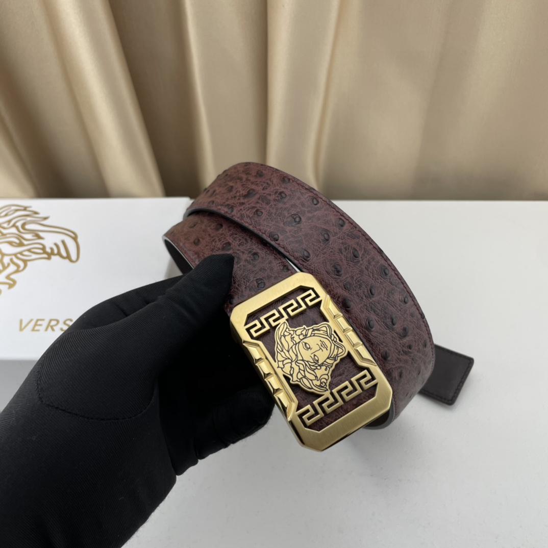 范思哲专柜新款头层牛皮鸵鸟纹搭配新款