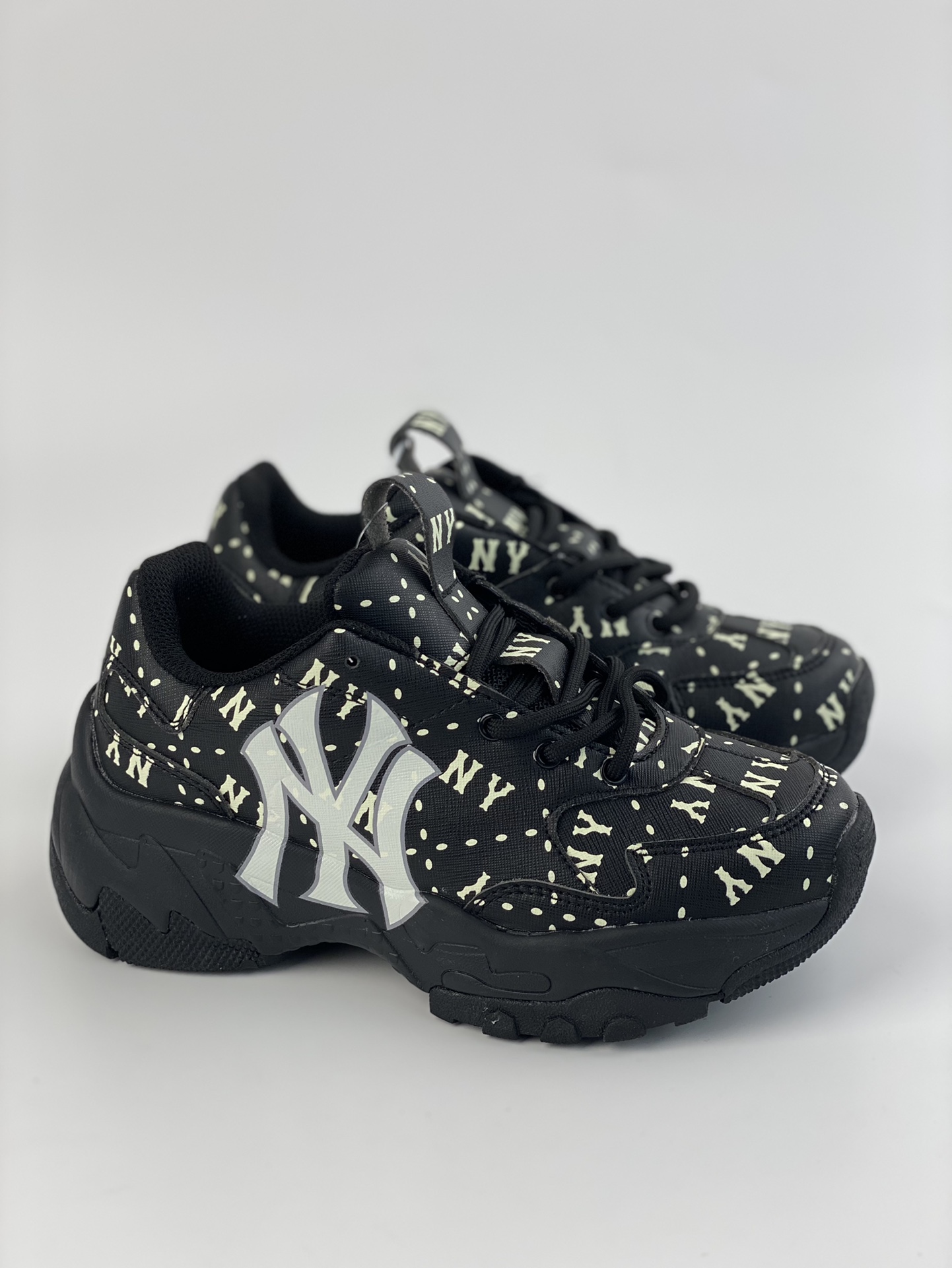 MLB Chunky Liner Senior Shoes Series NY Printing New York Yankee Team to increase thick -bottom versatile casual shoes 3ASHMS13N