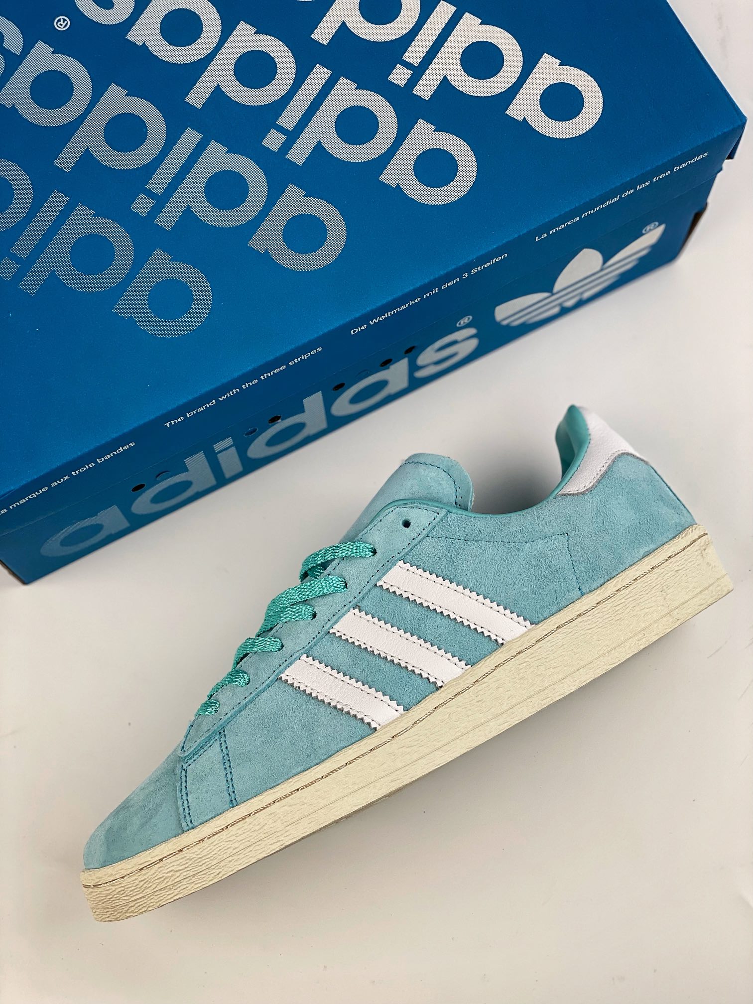 Overseas channel version of the original box original bid adidas Campus 80s clover campus casual board shoes ID7318