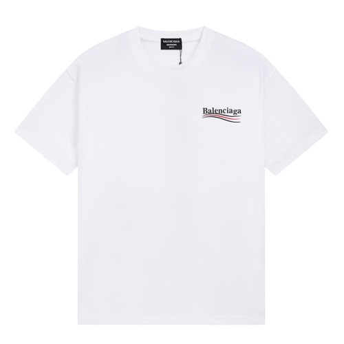 Balenciaga Classic Wave Print Short Sleeve T-Shirt, Loose Fit, White 1 Balenciaga Classic Wave Print Short Sleeve T-Shirt, Loose Fit, White