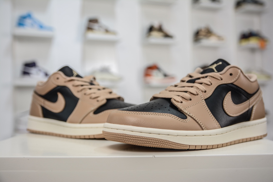 Pure original Air Jordan 1 Low black and brown, the only exclusive top layer leather in the market DC0774-201